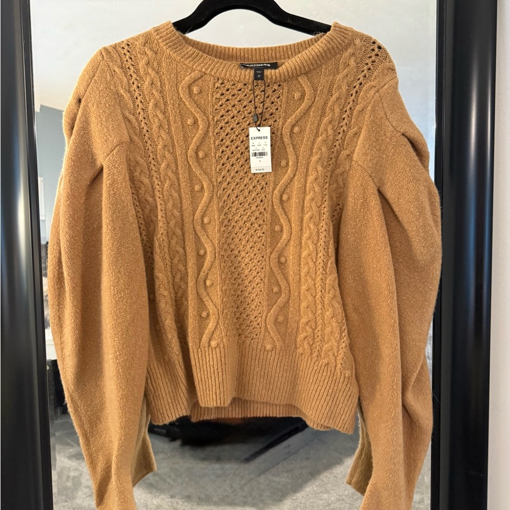 Express Camel Cable Knit Sweater